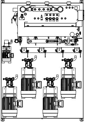 Winder HPU with multiple pumps, view from above