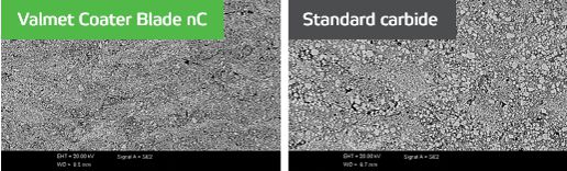 Valmet Coater Blade nC has denser structure.