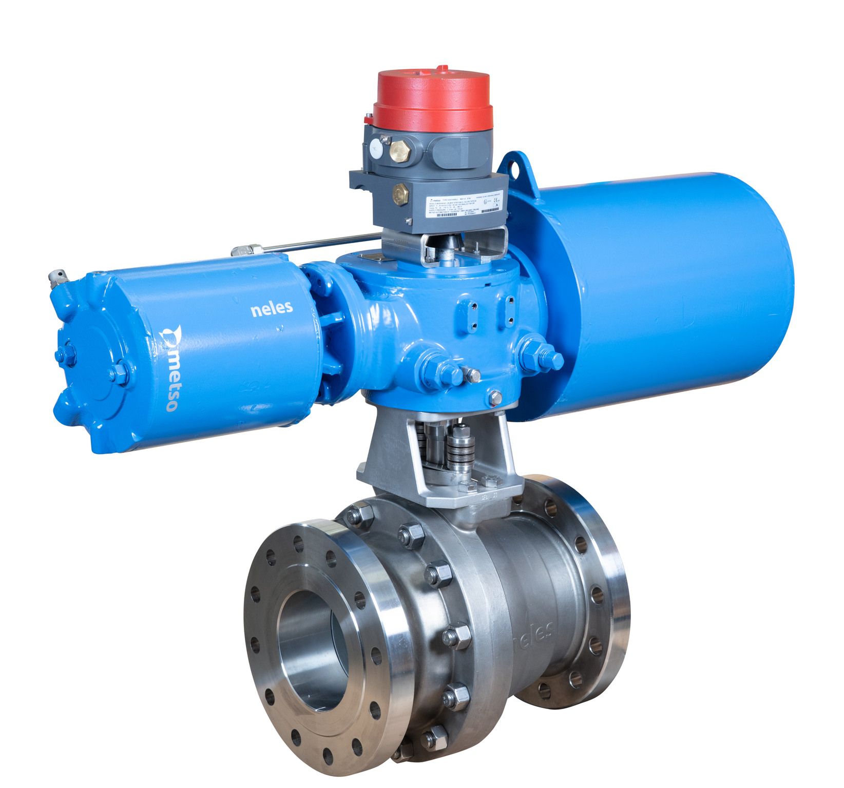 Neles X-series ball valve with N1 series high performance heavy duty Neles Scotch-Yoke actuator and Neles ValvGuard VG9000 safety solenoid.Neles X-series ball valve with N1 series high performance heavy duty Neles Scotch-Yoke actuator and Neles ValvGuard VG9000 safety solenoid.