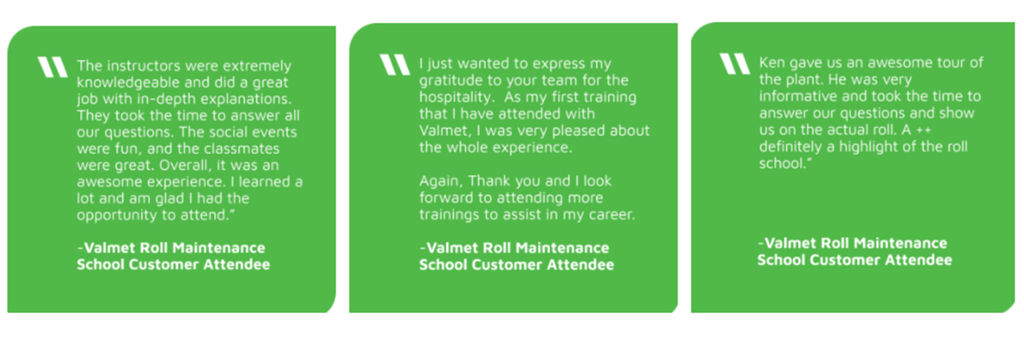 Customer feedback on the Valmet Roll Maintenance School